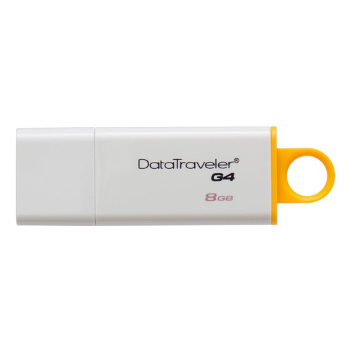 Memoria USB Kingston DataTraveler G4 DTIG4 8GB 3.0 blanco y amarillo