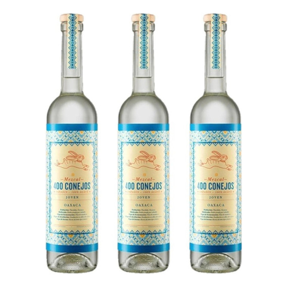 Paquete De 3 Mezcal 400 Conejos Joven 200 Ml