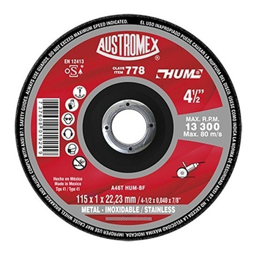 Discode corte Austromex HUM® 778 115mm x  1mm color negro