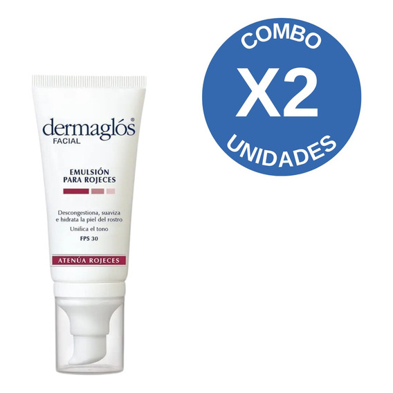 Combo X 2 Dermaglos Emulsion Fps 30 Para Rojeces 50 Ml