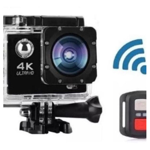 Cámara de acción Go Pro 4k HD con control Wi-Fi, color negro