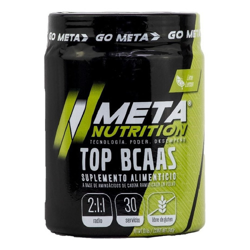 Meta Nutrition Aminoácidos, Top BCAA's, 30 Servicios - Sabor Lemon lime