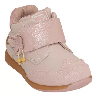 Zapato Bebé Niña Aplicación Mariposa En Velcro Rosado Pillin