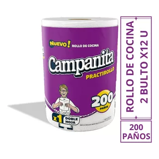 Rollo De Cocina Campanita 200 Paños(12u) X 2 Bolsones
