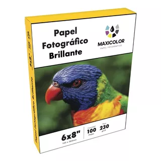 Papel Fotográfico Brillante 100 Hojas 6x8 Color Blanco Maxicolor