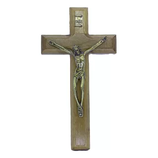 Crucifixo Madeira De Parede - 17cm Ov Cor Marrom