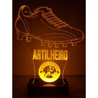 Troféu Iluminado Futebol Chuteira Artilheiro Led Acrílico