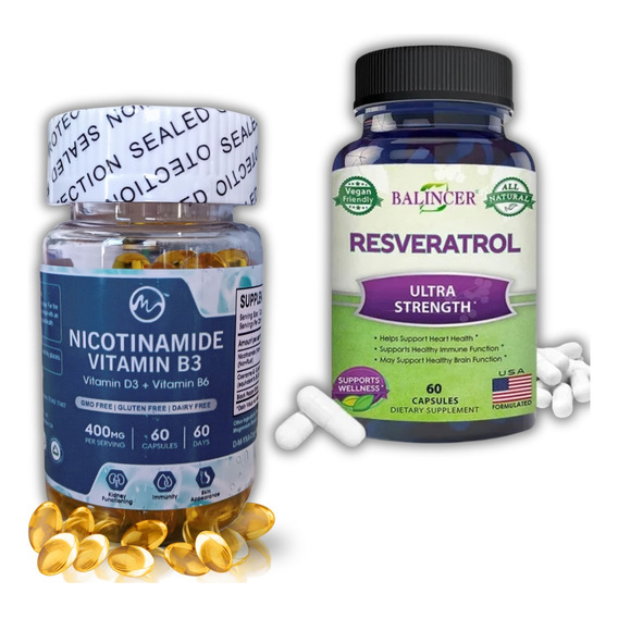 Pack Resveratrol Y Nicotinamida Con Coq10 120 Cápsulas