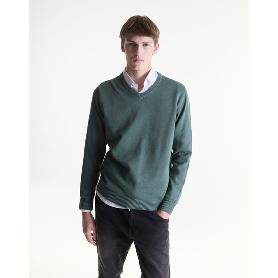 Sweater Cuello V Equus Orleans Verde Otoño Invierno