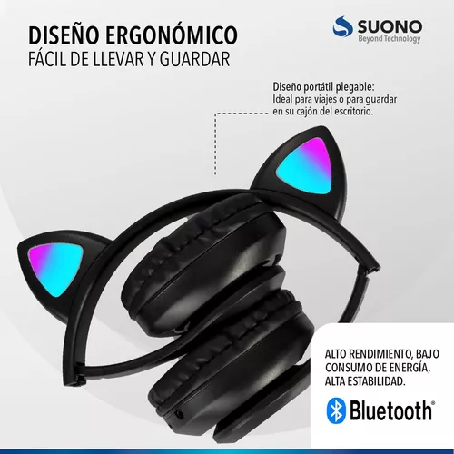 Auriculares Inalámbricos Bluetooth Huellitas Gatito Negro