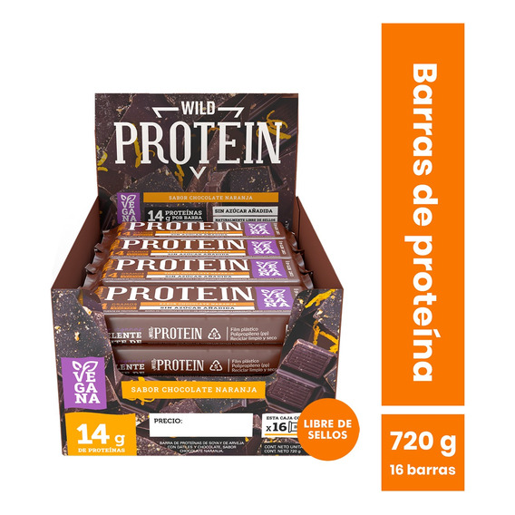 Wild Protein Vegana Chocolate Naranja 16 Unidades