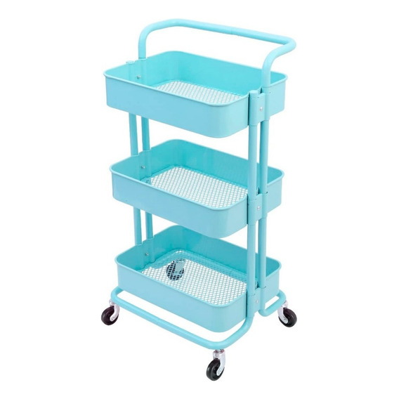 Carrito De Almacenamiento Organizador Con Ruedas Multiusos Color Azul