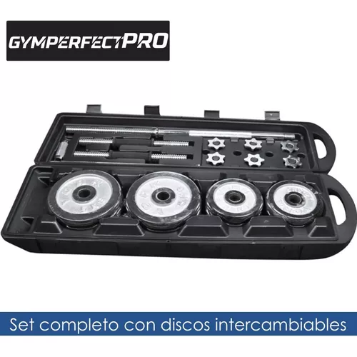 Set Kit de Pesas Mancuernas Discos Barra Gimnasio Gym 50kg Maletín - keleer