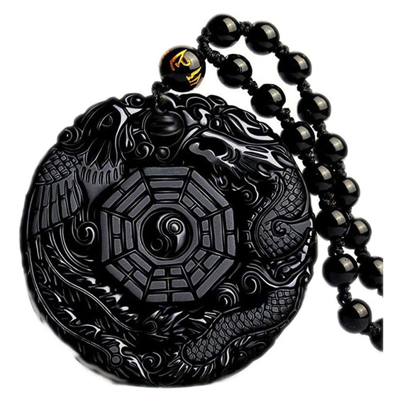 Collar De Obsidiana Negra Curativos Natural Dragón Fénix