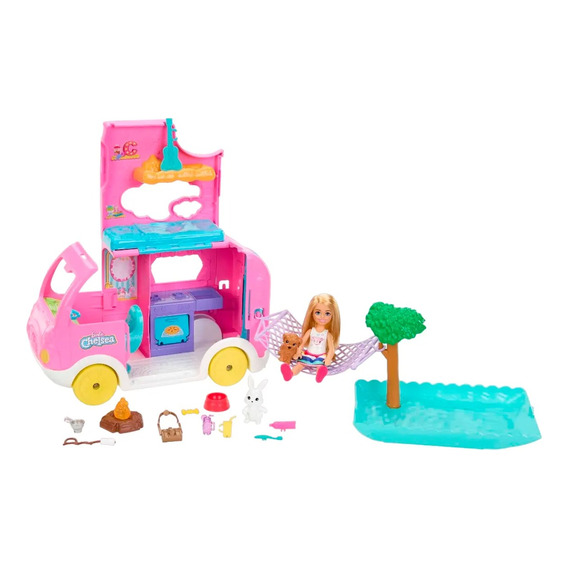 Camioneta Barbie Mattel Chelsea Camper 2en1 Hnh90