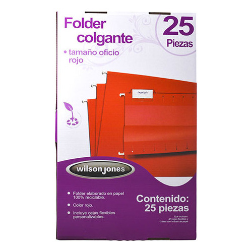 Folder Colgante Wilson Jones P3633 Tamaño Oficio Rojo 25pzas