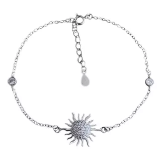 Pulseira De Prata Sol Cravejado 