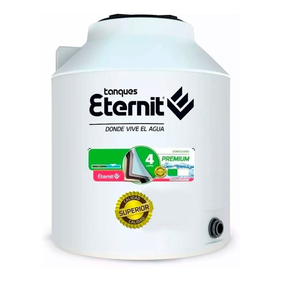 Tanque de agua Eternit Premium cuatricapa vertical polietileno 600L de 1155 mm x 930 mm