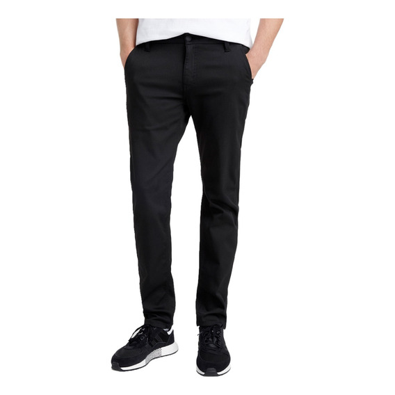 Pantalon De Gabardina Casual Para Hombre Chinos Slim Negro