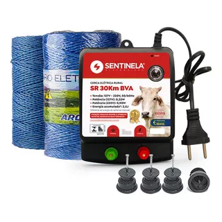 Kit Cerca Rural Eletrificador Fio 500m Isolador Roldana