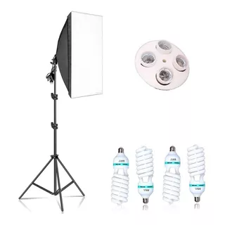 Set Iluminación Softbox + Trípode  2.4m + 4 Focos 18w