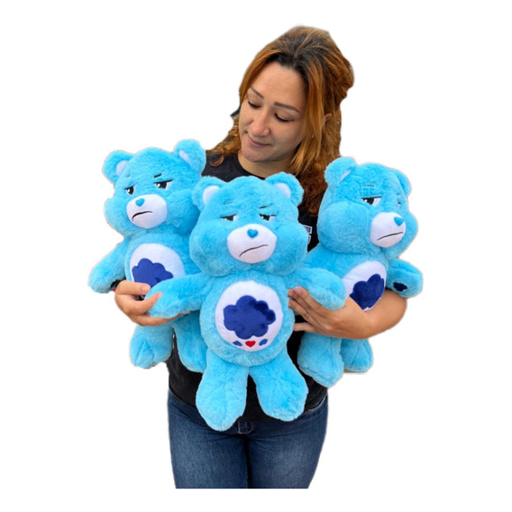 Oso Cariñosito Azul Gruñón 40cm+moño De Regalo Y Perfumadito