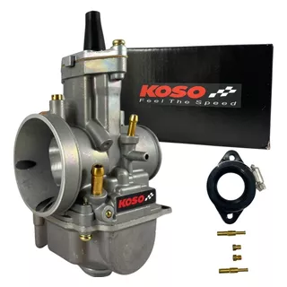 Carburador Koso Guilhotina Competição 34mm Powerjet Preparação - Aumento De Potência - Cg Bros Xr Crf Xtz Dt Cbx Tornado