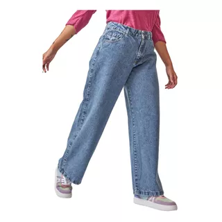 Jean Pantalon Wide Leg Rigido Tiro Alto Talle Grande 46 A 54