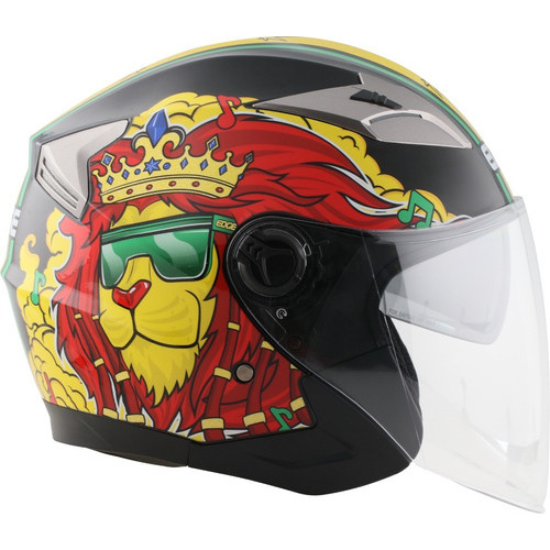 Casco Semi Integral Edge Reggae Certificado Dot Moto + Gafas Color Negro Tamaño del casco L (59-60 cm)