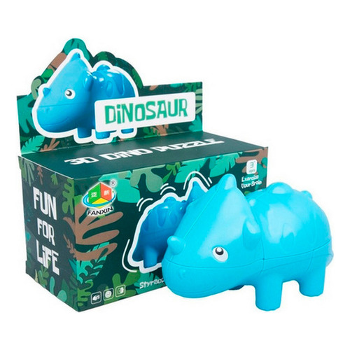 Cubo Rubik Dinosaurio 3d Dino Puzzle Didactico Ingenio Color de la estructura Azul