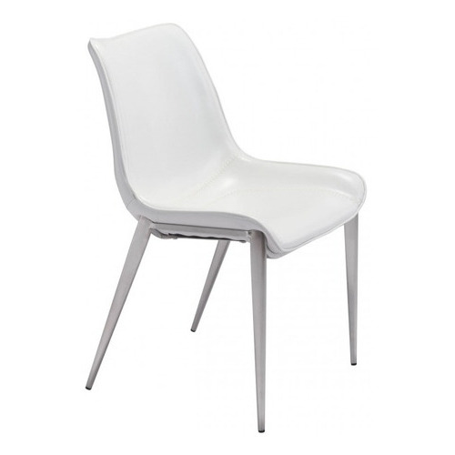 Silla De Comedor Magnus Blanco/acero Këssa Muebles Color de la estructura de la silla Plata Color del asiento Blanco Diseño de la tela Liso
