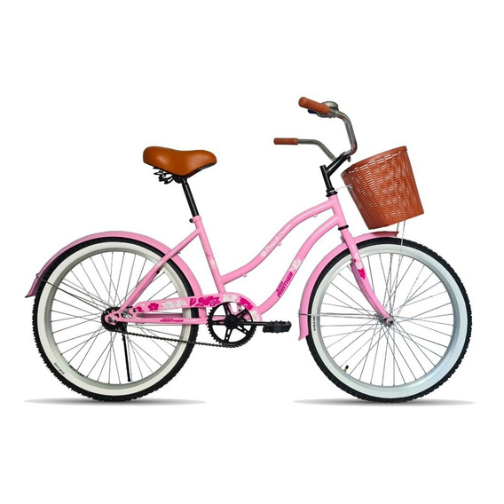 Bicicleta de paseo femenina Black Panther Vintage Cruiser  2020 R26 Único 1v freno contrapedal color rosa con pie de apoyo