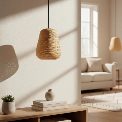 Colgante De Bambú 1×e27 Ø22×33cm Mks - Natural