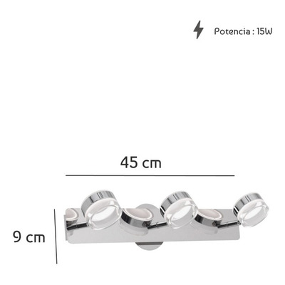 Aplique Viena 3 Luces 15w Móvil Cromo Diseño Moderno Puro 