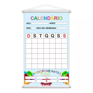 Banner Escolar Calendário + Aniversariantes 80x50cm