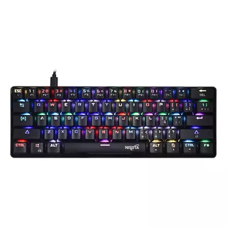 Teclado Gamer Nisuta Nskbgz61 Qwerty Outemu Red Español España Color Negro Con Luz Rgb