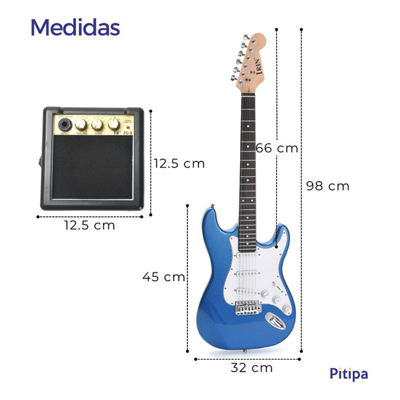 Guitarra Electrica Amplificador Tipo Stratocaster Accesorios Color Azul Orientación de la mano Diestro