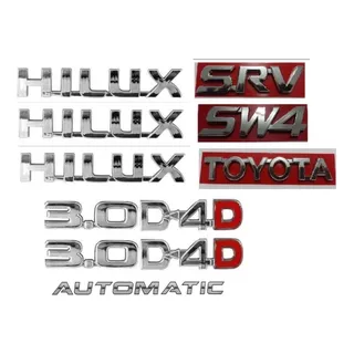 Kit Emblema Toyota Hilux Srv Sw4 Automatic 3.0 D4d 11 Peças