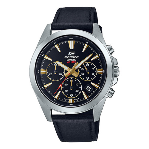 Reloj Hombre Casio Efv-630l-1avudf Edifice Color De La Correa Negro Color Del Bisel Plateado Color Del Fondo Negro