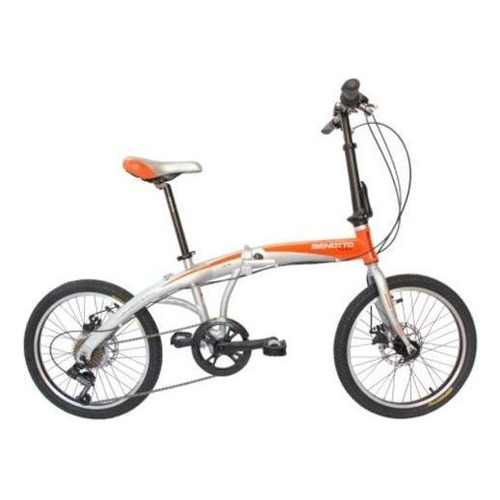 Bicicleta Benotto Plegable Athens R20 7v freno v-brakes color plata/naranja