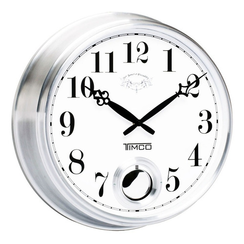 Reloj De Pared Con Movimiento Pendular 36.5 Cm Hyw170 Estructura Plateado