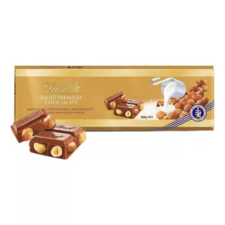 Chocolate Ao Leite Com Avelã, Lindt Premium, Barra De 300g
