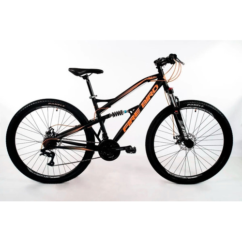 Mountain bike Fire Bird MTB Doble suspensión  2022 R29 20" 21v frenos de disco mecánico cambios Shimano color negro/naranja  