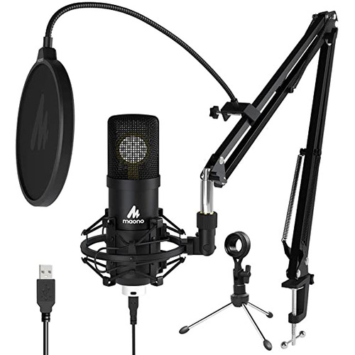 Kit Microfono Maono Au-a425 Usb Mic Con Soporte Para Estudio Color Negro
