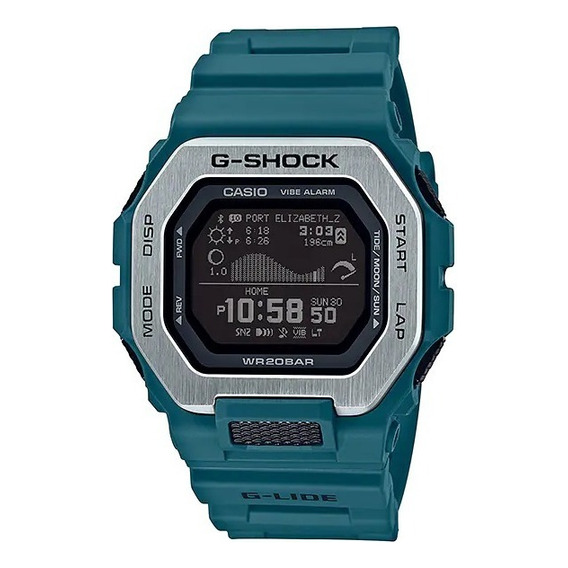 Reloj Casio G-shock G-lide Bluetooth Cagbx1002cr Color de la correa Azul Turquesa Color del bisel Gris Color del fondo Negro