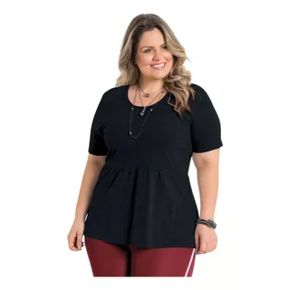 Blusa Mulher Peplum Geométrica Plus Size Acinturada- 2285458