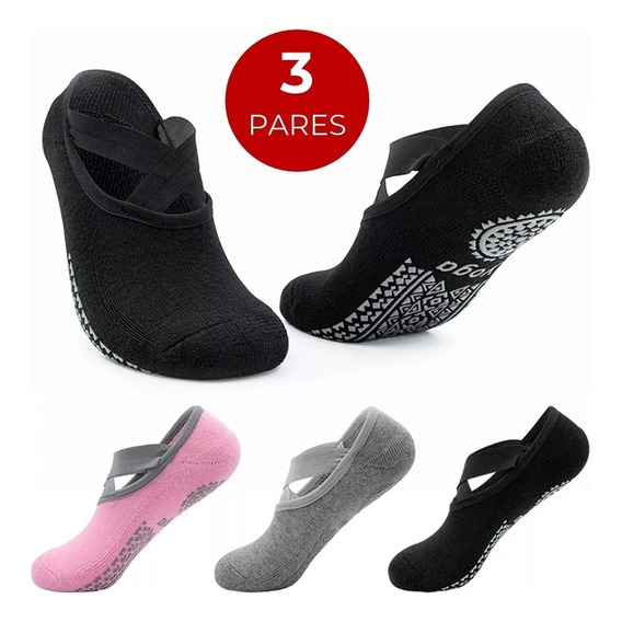 Calcetines Antideslizantes Yoga Pilates Fitnics Set 3 Pares