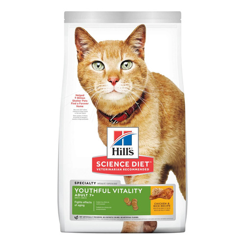 Alimento Hill's Science Diet  Para Gato Hill's Science Diet Senior Vitality para gato adulto sabor arroz y pollo en bolsa de 1.4kg