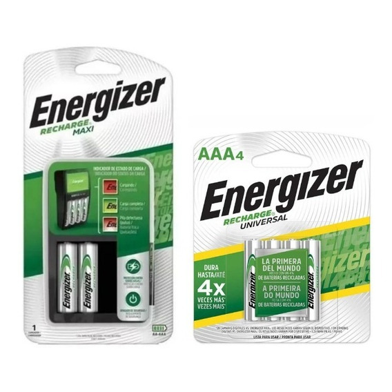 Combo Cargador Maxi+ Pilas 4 Aaa Recargables Energizer