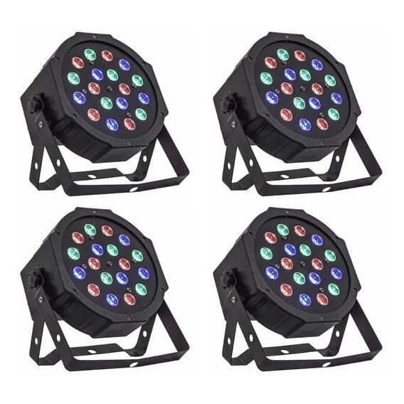 Pack X 4 Par Led Proton Tacho Rgb Dj Dmx Profesional 18 Leds